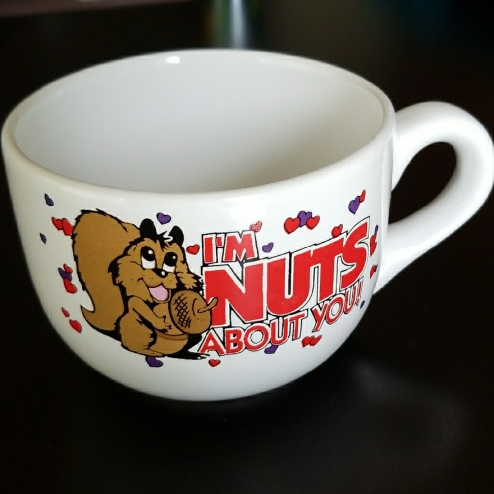 Y2K Vintage Squirrel "I'm Nuts About You" Mug - Early 2000s Kitsch